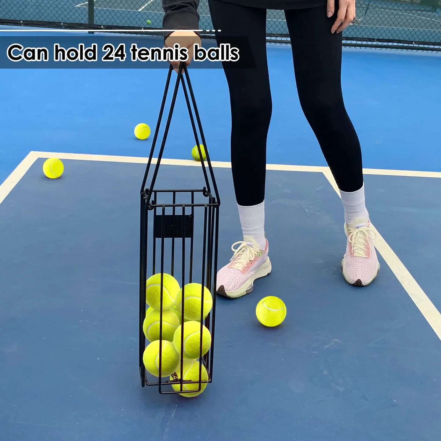 Pickleball Balls Picker Basket, Balls Collector for Pickleball or Tennis, Pickup Retriever with Handle for Easy Pickup, Carrying and Storage