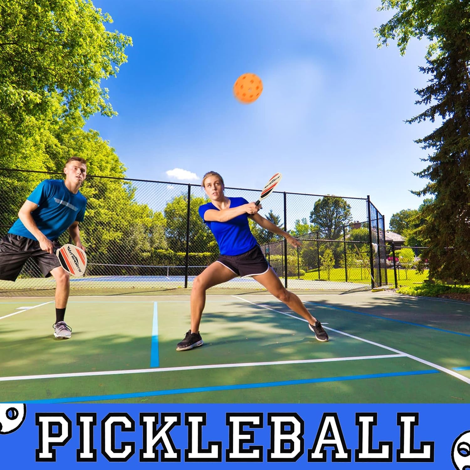 Wooden Pickleball Paddles Set 2 -  Beginner Racket,Pickle Ball Paddles with 2 Paddles,4 Balls and 1 Carry Bag,Durable and Classic (Choose Black and Wooden Version)